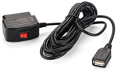 REARMASTER Universal OBD Power Cable for Dash Camera,24 hours Surveillance with mode switch button (usb)