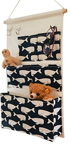 Starsglowing Hängetasche mit 2 Haken zum Aufhängen, Aufbewahrungstasche, Organizer für Kabinett, Wandmontage, Organizer, Tasche, Utility, 5 Taschen (Beluga)