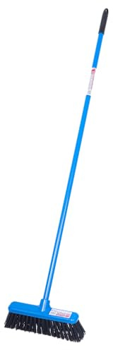 Red Gorilla Broom in Blue Long Handled Sweeping Brush Hard Bristles 30cm Head Weather Resistant for Indoors Outdoors Yard 1.57m Long