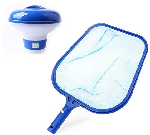 Kungfu Mall - Kit di pulizia per piscina, galleggiante chimico da 12,7 cm e retino, per fontane, acquari, vasche a idromassaggio, spa, stagni