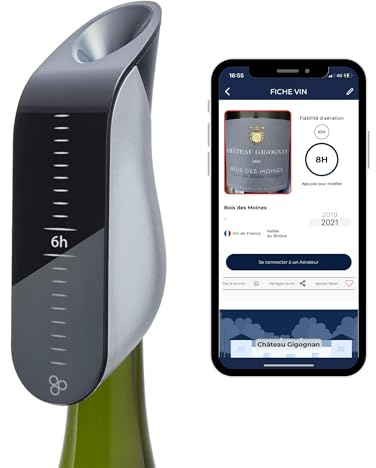 Aérateur de Vin Instantané Électrique Aveine - Décanteur de Vin avec Aération Précise pour Sublimer Vos Cépages - Technologie Innovante pour une Dégustation Parfaite - Compatible toutes bouteilles