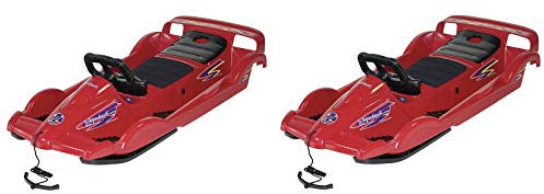 AlpenGaudi 2 Stück BOB ZWEISITZER DOUBLERACE SCHNEEBOB Rot CA. 114 X 55 X 28 cm Alpen Gaudi Double Race FÜR Zwei