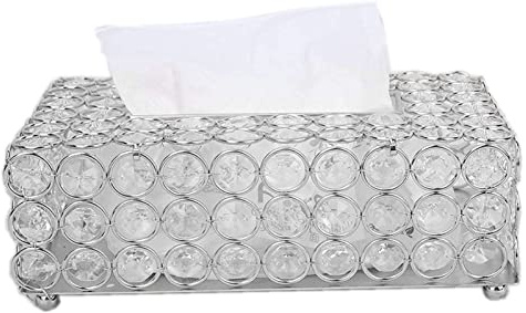 HERCHR Kristall-Tissue-Boxen, dekorativer rechteckiger Tissue-Papierspender, Kosmetikbox für Wohnzimmer, Badezimmer, Büro, Kommode, 2,4 x 4,7 x 7,9 Zoll, Silber
