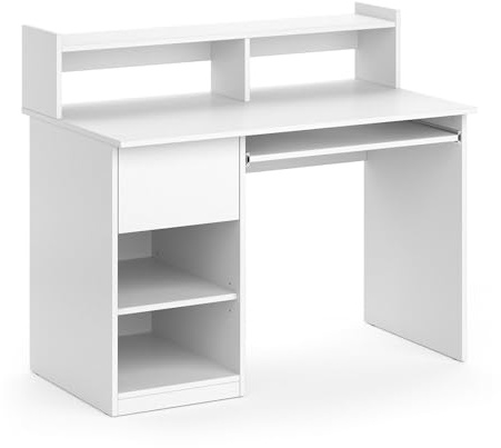 Vicco Schreibtisch Keno, Arbeitstisch für das Büro, Weiß, 106 x 60 cm