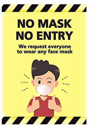 Arctic Residents Hinweisschild mit englischer Aufschrift No Mask No Entry, Social Distancing Caution, aus Metall, Aluminium, Warnung für Geschäft, Geschäft, Haus, 20,3 x 30,5 cm
