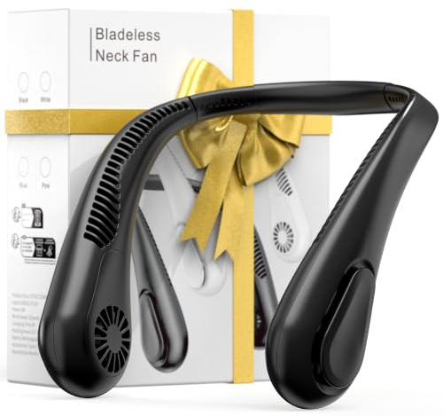 Bladeless Neck Fan Portable Personal Fan 5000mAh Battery Operated Wearable Cooling Fan- Max 21H Working Time 3 Speed USB C Rechargeable- for Outdoor Traveling Patio Garden Work Home Kitchen(Black)