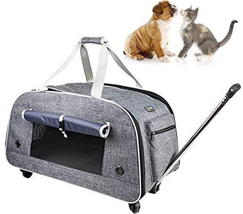 Sac De Transport pour Animaux Domestiques avec roulettes Amovibles,Sac De Transport À Roulette Sac À Dos Trolley Chariot Panier De Transport pour Animaux/Chien Et Chat