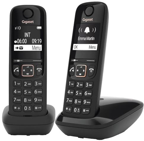 Gigaset A694 DUO - Two Cordless DECT Telephones - Large High Contrast Display - Excellent Audio Quality - Ergonomic Keypad, Black [UK Version]
