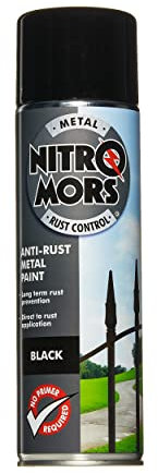 Nitromors Anti-Rust Smooth Finish Metal Spray Paint Protects & Prevents Rust on Metal Surfaces, Advanced Weatherproof Formula, Black 500ml