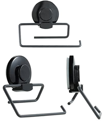 Porte Papier Toilette Noir sans perçage sans vis avec Ventouse, Support Papier Toilette Mural Noir, Porte Rouleau Toilette en Acier revêtu