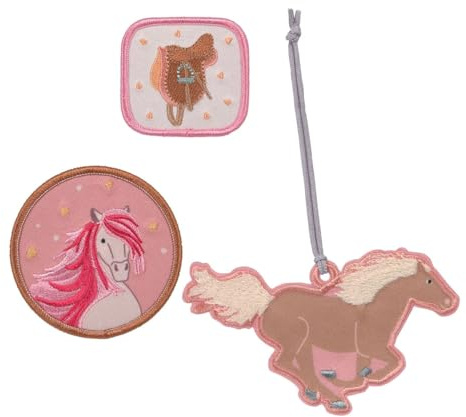 LÄSSIG Anhänger und Patches Set (3 Stk.) mit Druckknopf/School Patches Set Horse pink