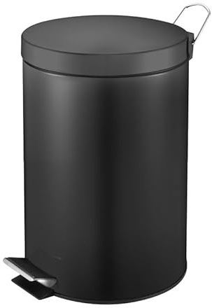 PROREGAL Runder Tretabfallsammler mit herausnehmbaren Kunststoff-Inneneimer | 20 Liter, Höhe 44,5cm | Schwarz