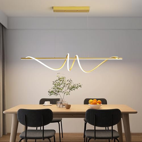 Mikeru Moderna Lampada Da Tavolo Da Pranzo Sospesa 120cm Lampadario Dining Con Funzione Memoria 3 Temperature Di Colore 3000k/4500k/6000k Lampadario LED Sospensione Dimmerabile per Sala