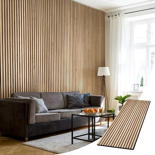 Acupanel | Acoustic Wood Veneer Slatted Wall Panels | 240 x 60 cm | 3D Wall Panel | Sound Absorbing Wood Slat Panels | Interior Walls Decor | Luxury Wall Art Slat Panelling