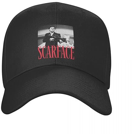 VIDOJI Baseballkappe Scarface Große Waffen Baseballkappe Erwachsene Film Verstellbare Dad Hut für Männer Frauen Sport Snapback Hüte