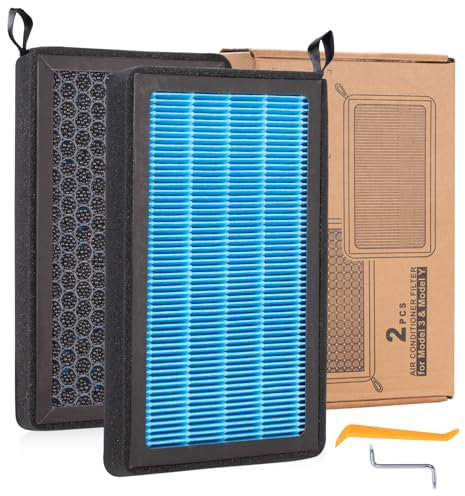 Spurtar HEPA Air Filter for Tesla Model 3 Model Y 2016-2025, 2 Pack Cabin Air Filter Replacement with Activated Carbon for Tesla