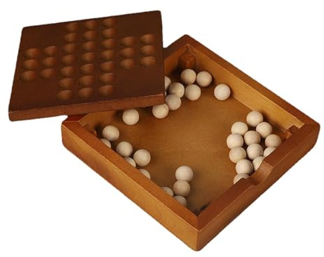 Amagogo Holz-Solitär-Brettspiel, Unabhängigkeitsschach, Wohnzimmer-Dekoration, Solo-Brettspiel, Holz-Puzzle-Brettspiel für Erwachsene und Teenager