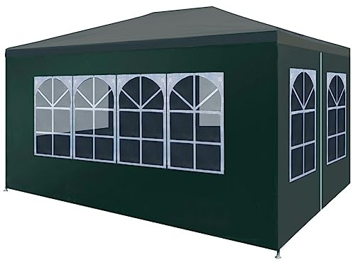 AUVYI Tenda da Giardino 4x3x2,55 m Verde Tendone Per Esterno Impermeabile Tende Per Eventi Tenda Feste Tende Gazebo Per Matrimoni Feste Tetto e Pannelli Laterali in PE + Struttura in Acciaio