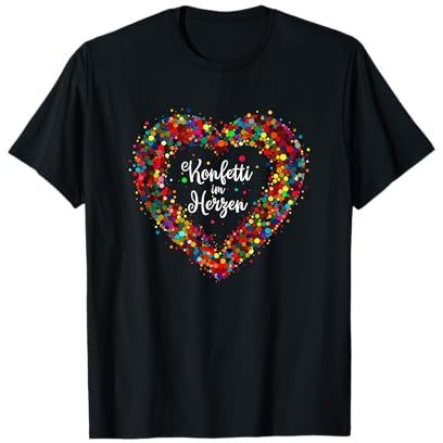 Konfetti Herzen Fasching Outfit Karneval Kostüm Verkleidet T-Shirt