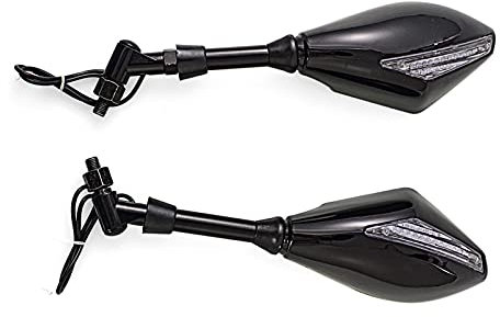 WUURAA 1 Paar Motorrad Universal Rückspiegel Mit Integrierten Blinkern Für Harley Cruiser Chopper Dyna Electra Glide (Color : Schwarz)