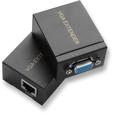 YAOHDAOD RS232 zu Ethernet LAN Adapter, VGA über Cat5e/Cat6 Kabel Konverter Signal Extender Repeater Adapter bis zu 200ft/60m