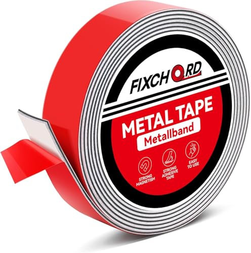 FIXCHORD Nastro metallico autoadesivo, Striscia di metallo con supporto adesivo, Banda Metallica, Nastro flessibile in metallo per Tonies & Magnete 3m*35mm