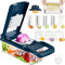 REXTEK 12 in 1 Vegetable Cutter Chopper Mandolines Slicer All Types of Vegi's Mandoline Slicer Food & Onion Chopper Cuber Cutter Onion Dicer, Veggie Slicer (Navy Blue, Standard)
