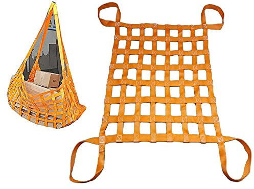 Schwerlast-Hebenetztasche für Industrie, Logistik, Bau, Fracht, reißfest, Abdeckung, Fracht, Hängungsnetz, Welt-Sport-Skip-Netz, Anhängernetz, Orange, 3 x 3 m, 2,5 T Tragkraft