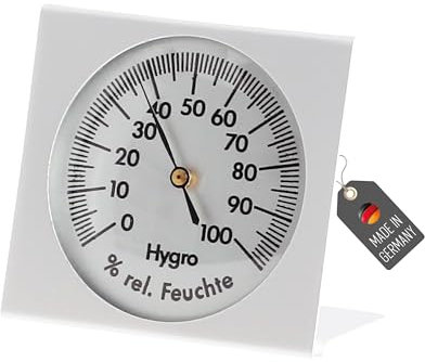 Lantelme Hygrometer aus Alumium – Deutsche Herstellung – Freiliegende Mechanik – Präzise Luftfeuchtigkeitsmessung 0-100% – Schimmelprävention & Heizkostenersparnis
