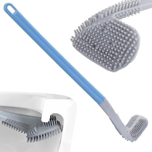 PARENCE - Cepillo de Silicona Curvo para la Limpieza del Inodoro o del baño - Colgador de Pared, Flexible, higiénico / 40x7x4,5cm, Color Aleatorio - Inodoro, baño