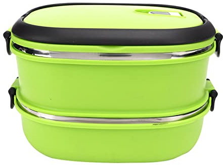 Cocoarm Stainless Steel Thermal Lunch Box Portable Insulated Food Container with Safety Buckles Air Hole Ergonomic Handle 2 Tier Design