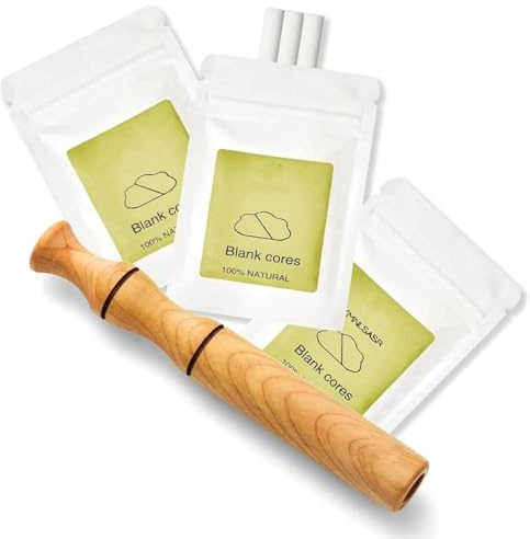 Inhalador de aceites esenciales de aromaterapia, barra para dejar de fumar, difusor personal de aceite esencial de madera con 3 paquetes de mechas de algodón vacías