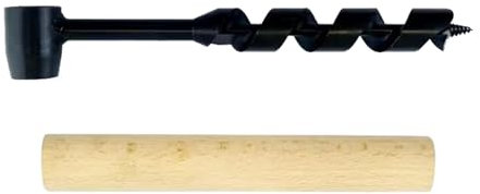 Fenteer Auger Drill Survival Tool Multipurpose schwere Hochleistungen mit Holzgriff Handloch für Holzbearbeitung im Freien im Freien Wanderzeit, 25x230mm