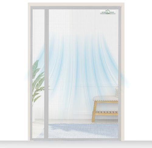 SCREEN DOOR Fliegengitter Tür 180x190cm | Umkehrbare Fliegengitter Balkontür mit Links/Rechts-Öffnung, Einfacher Zugang, Insektenschutz – Grau