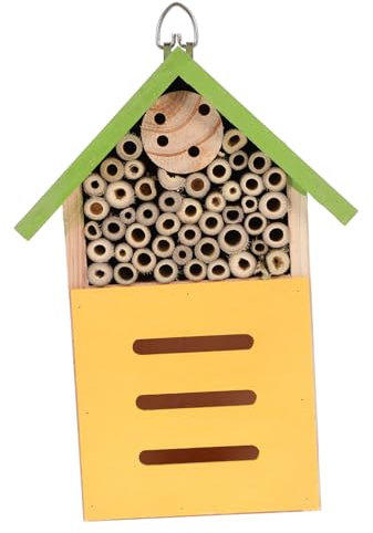 YARNOW Holzhaus Für Insekten Dekoratives Bienenhaus Zimmer Marienkäferhütte Haus Für Garten Und Terrasse Natürliche Insektenunterkunft Bienenfreundliche Gartenornament Holzgestell