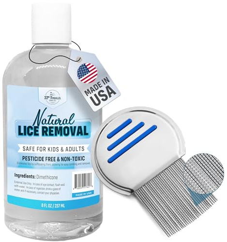 Safe Natural Lice Treatment for Kids & Adults w/ Lice Comb | Gentle, Non-Irritating Lice Shampoo That Kills Eggs and Lice on All Hair Types | Dimethicone Safely Suffocates | 8oz Treats 1-2 People