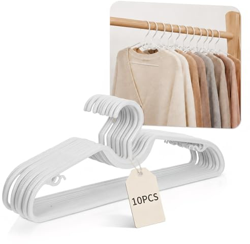 CLISPEED 10 Stück Kleiderbügel mit Kurzem Hals rutschfest Plastik Dünn Platzsparend M-Förmig für T-Shirts, Hemden, Jacken, Schrank Organisation
