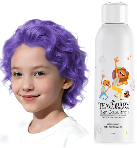 Amzsudy Spray de color morado temporal para mujeres y hombres, tinte plateado instantáneo y lavable para adolescentes, estilo rápido para Halloween, cosplay, fiesta de disfraces, Navidad, 150 ml