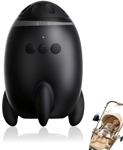 Kinderwagen schaukler mit Bluetooth, 1200mAh Akku Kinderwagenschaukler Schlafhilfe mit 11 Geräuschen, wiederaufladbarer Kinderwagen Rüttler für Baby, mit USB-C & Wandhalterung