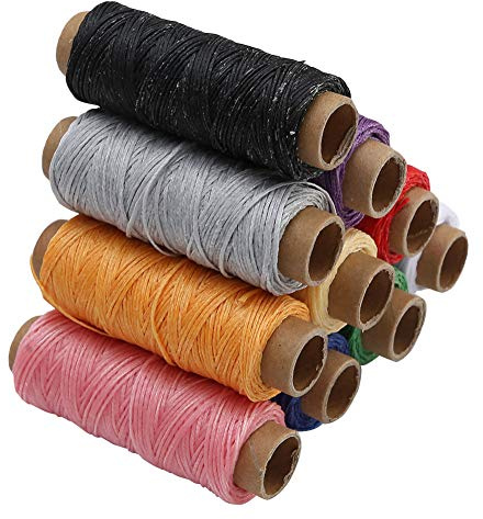 Yctze Set di Fili Cerati da 10 Colori 150D - Cuciture con Cordoncino Cerato da 50 Metri, Ideali per l'artigianato in Pelle, Portafogli, Tende e Altri Accessori