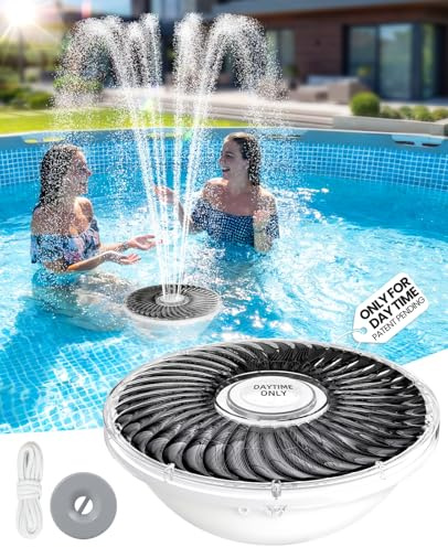 Solar Pool Fountain, 2026 Upgraded Large Solar Pool Water Fountain, Floating Pool Fountain for Above Ground Pool,Solar Floating Fountain Pump for Daytime Use White-1PK
