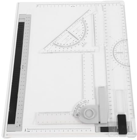 iplusmile A4 Zeichenbrett mit Linealen Satz Leichtes Tragbares Zeichenbrett für Architekten Präzise Messwerkzeuge für Technische und Künstlerische Zeichnungen Multifunktionales