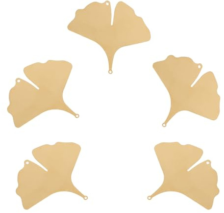 Ciieeo 5 Pendentifs Carillons Éoliens en Cuivre Forme Feuille Ginkgo, 5 Pièces, Accessoires Faciles à Suspendre pour Décorations Suspendues et Bricolage DIY