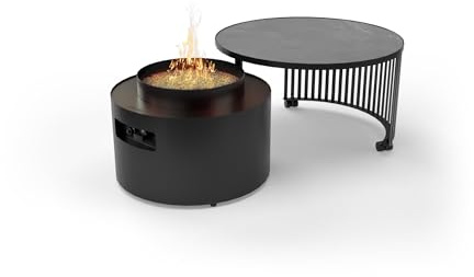 MF - Feuerstelle für den Außenbereich, mit Gas, Luna bis 8 kW mit schwenkbarer Keramikplatte