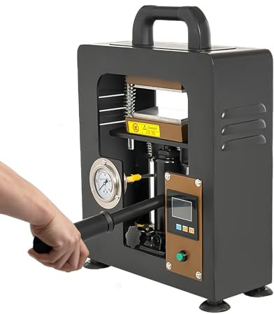 LetCart Hydraulische Heißpressmaschine, 5 Tonnen Manuelle Presser mit Doppelplatten, Tragbare Wärmepresse 6 x 12cm Doppelheizplatte zum Verkleben T-Shirts Trocknen Blumen Pflanzen (Grau)