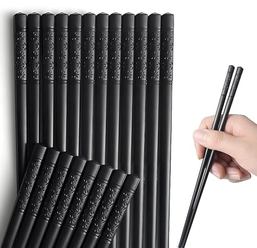 ZXfad 10 paia di Bacchette in Fibra di Vetro da 24 cm, Lavabili in Lavatrice e Riutilizzabili, in lega, stile Giapponese, Adatte per Ristoranti e uso Domestico.