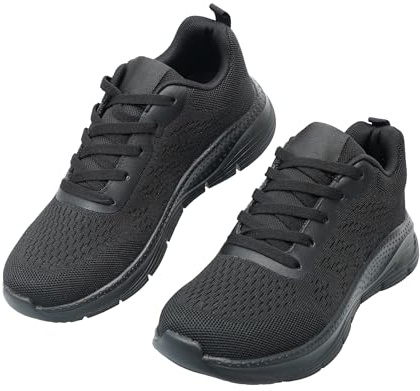 JOMIX Sneakers Uomo Scarpe Running Corsa Ginnastica Camminata Casual Leggere Traspiranti con Suola MD Ammortizzata per Palestra Outdoor Trekking Tennis Fitness Sportive,Nero,44 EU