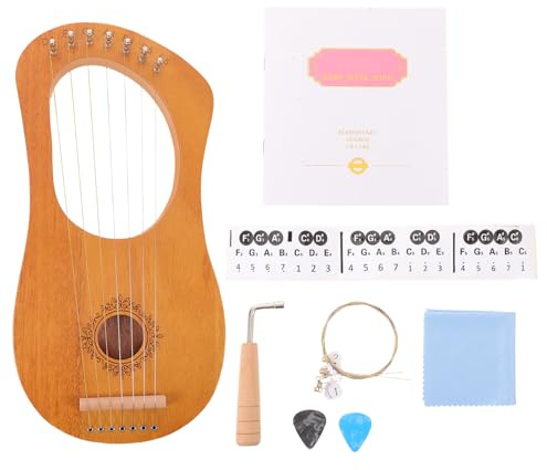 Toddmomy 1 Set Leierharfe Musikinstrument - Leier 7-saitige kleine Harfe inklusive Ersatzsaiten, Stimmschlüssel, Notenheft und Tonleiteraufkleber für Anfänger, Kinder und Lernende