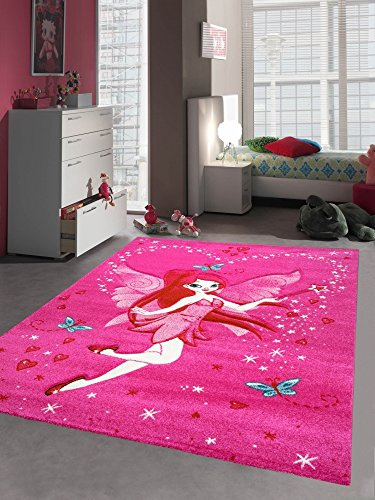 CARPETIA Kinderteppich Kinderzimmerteppich Kinderzimmer Mädchen Zauberfee Fee Tinkerbell Pink Größe 140x200 cm