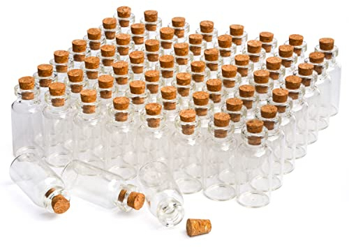 YFZYT 100 x 5 ml Kleine Glasfläschchen zum Befüllen - Reagenzgläser mit Korken, Ideal als Gewürzgläser, Gastgeschenke, Frühlingsdeko für Muttertag, Kommunion & Konfirmation
